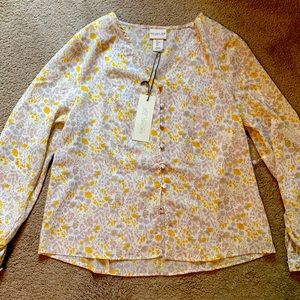 Rachel Zoe Cream and yellow top size L